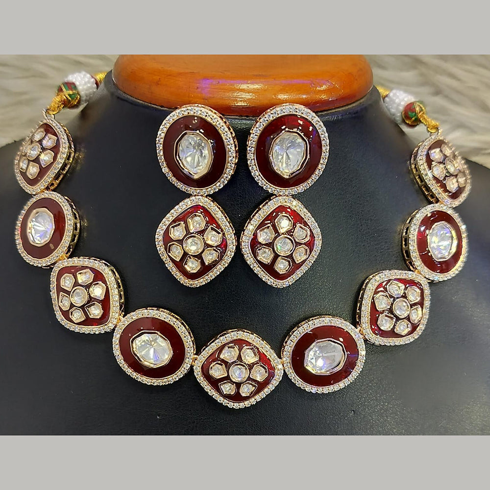 Jain Jewellers Gold Plated Polki Kundan Necklace Set