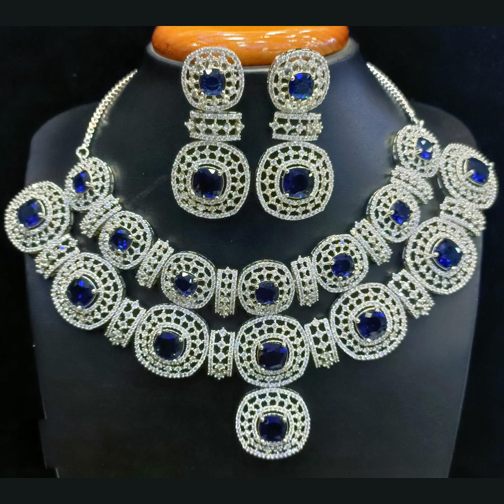 Jain Jewellers Silver Plated American Diamond Timeless Shine for Every Occasion Necklace Set