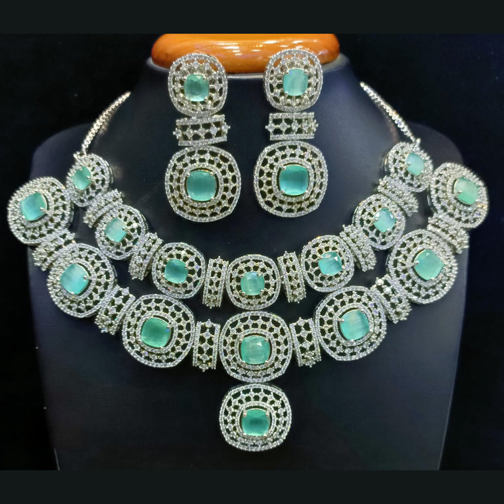 Jain Jewellers Silver Plated American Diamond Timeless Shine for Every Occasion Necklace Set