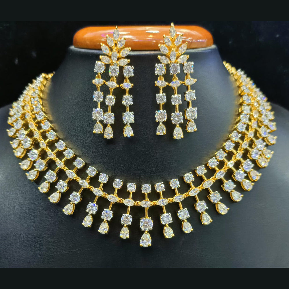Jain Jewellers Gold Plated American Diamond Timeless Shine for Every Occasion Necklace Set