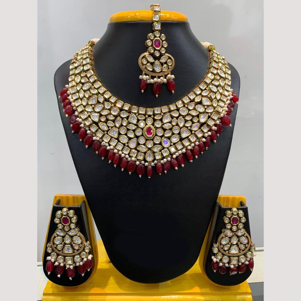 Jain Jewellers Gold Plated Polki Kundan Necklace Set