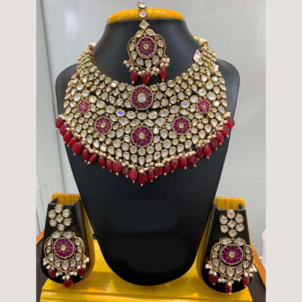 Jain Jewellers Gold Plated Polki Kundan Necklace Set