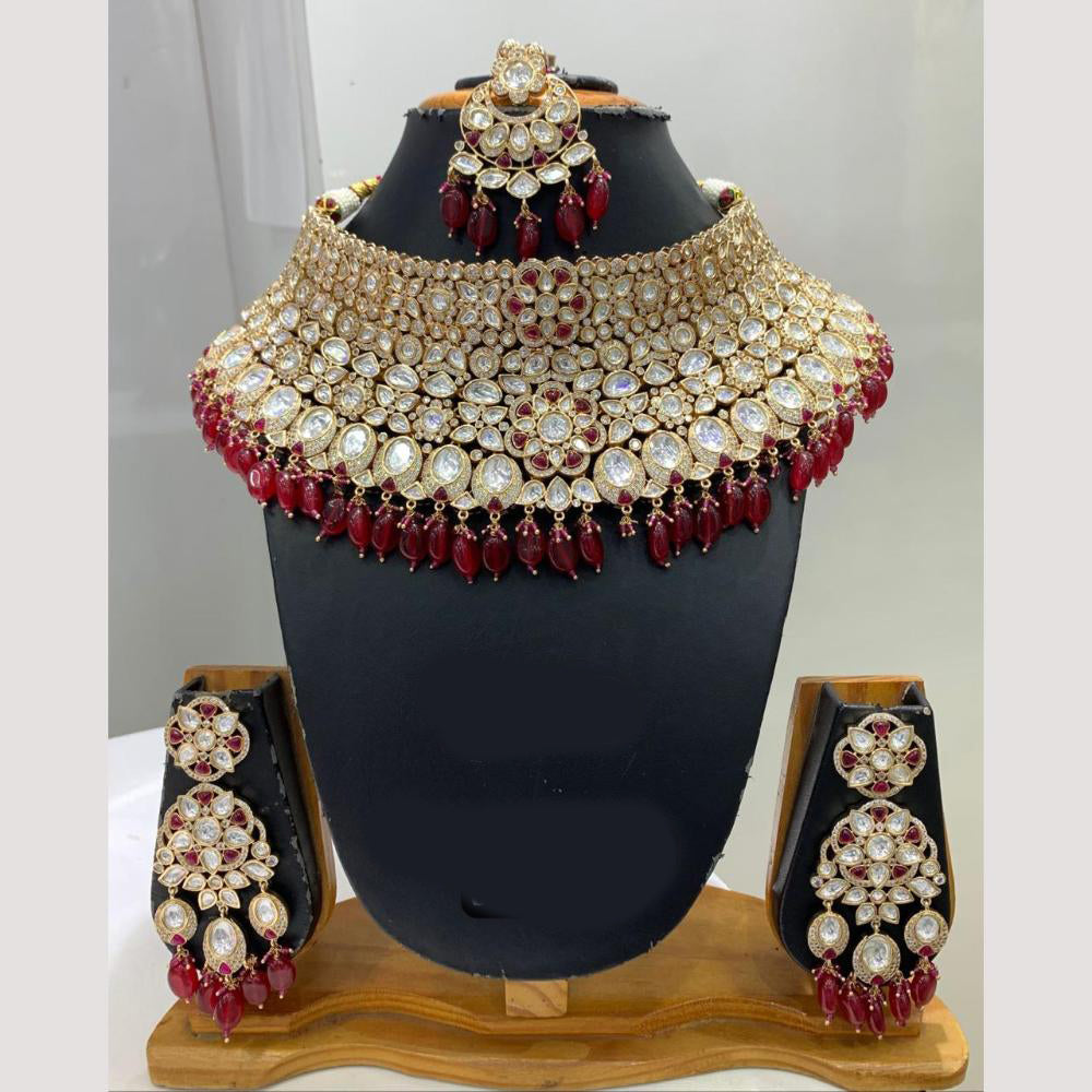 Jain Jewellers Gold Plated Polki Kundan Necklace Set
