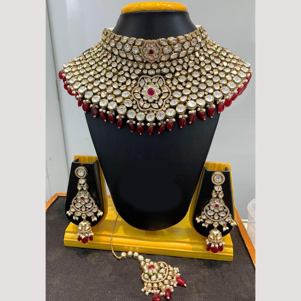 Jain Jewellers Gold Plated Polki Kundan Necklace Set