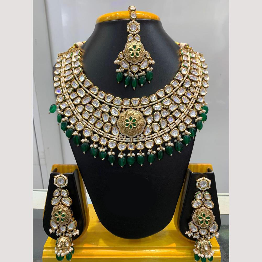 Jain Jewellers Gold Plated Polki Kundan Necklace Set
