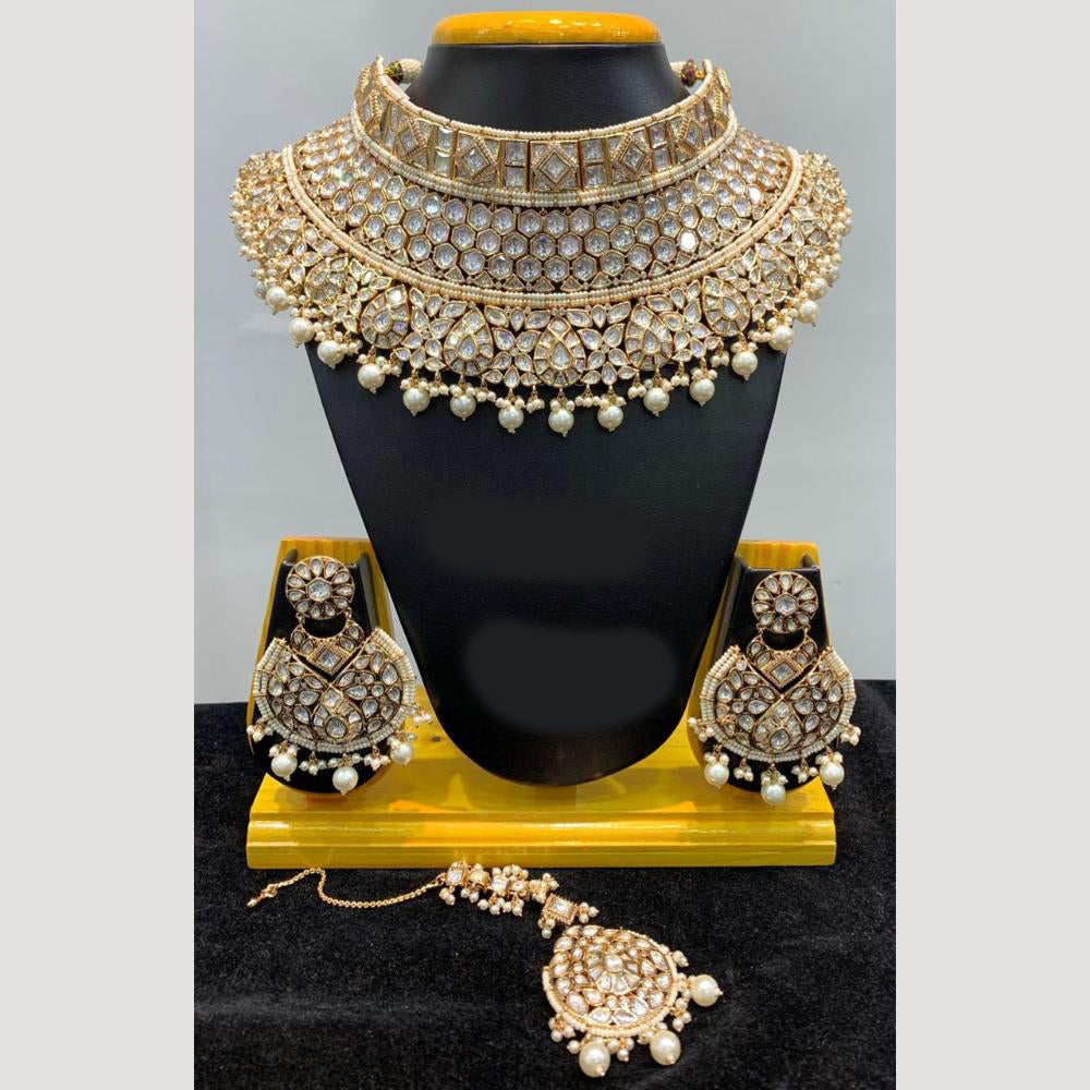 Jain Jewellers Gold Plated Polki Kundan Necklace Set