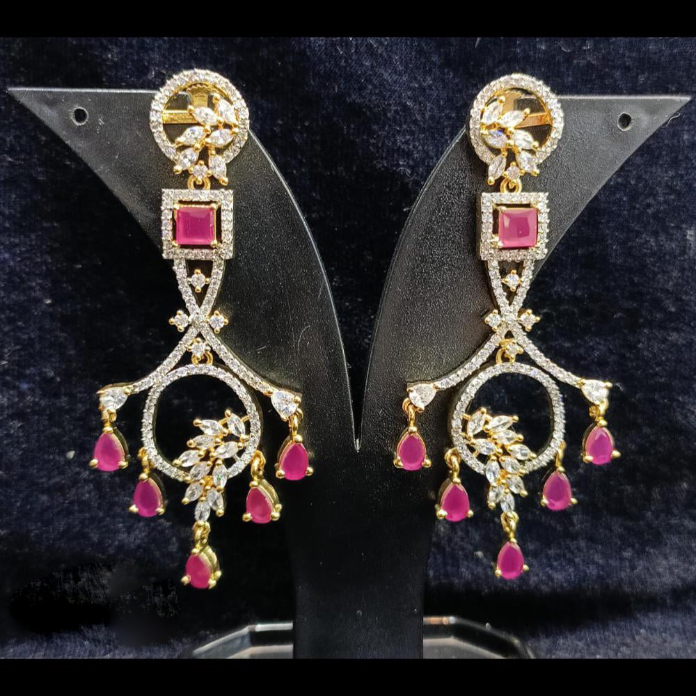 Jain Jewellers Gold Plated Ad Stone Dangler Earrings