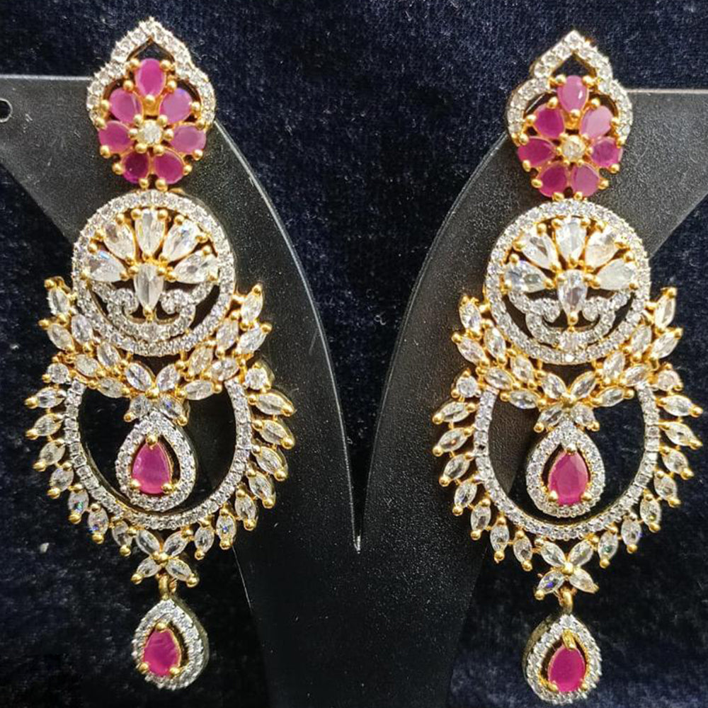 Jain Jewellers Gold Plated Ad Stone Dangler Earrings