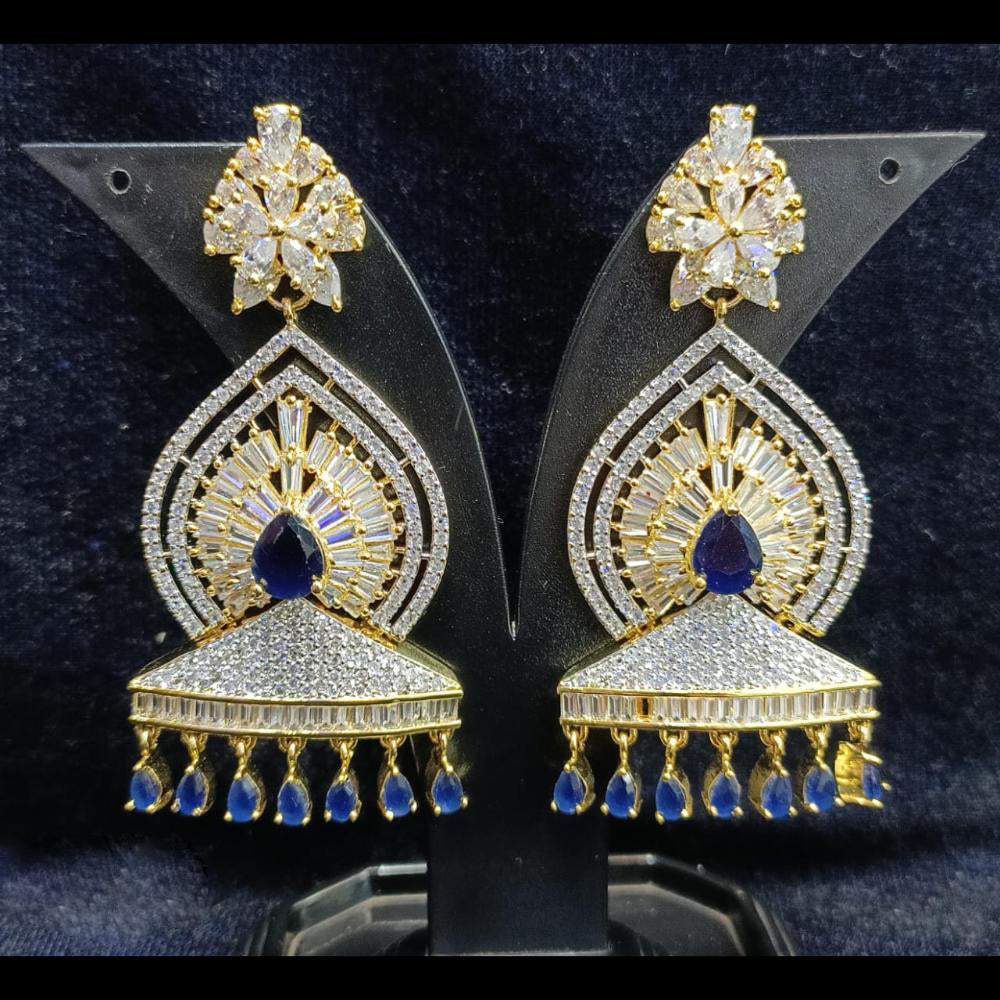 Jain Jewellers Gold Plated Ad Stone Dangler Earrings