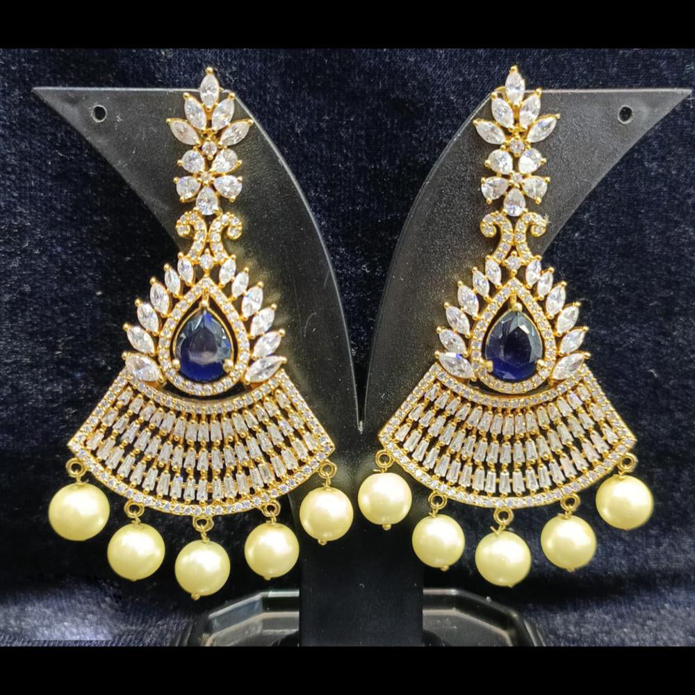 Jain Jewellers Gold Plated Ad Stone Dangler Earrings
