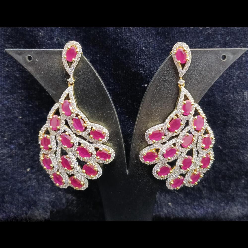Jain Jewellers Gold Plated Ad Stone Dangler Earrings