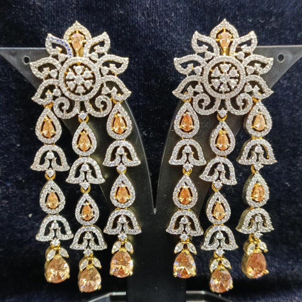 Jain Jewellers Gold Plated Ad Stone Dangler Earrings