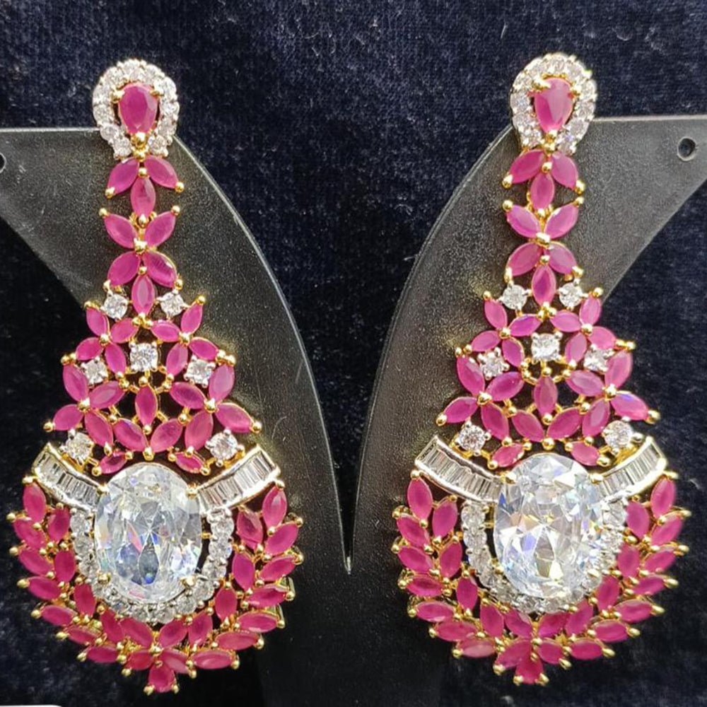 Jain Jewellers Gold Plated Ad Stone Dangler Earrings
