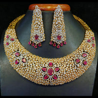 Jain Jewellers Gold Plated Ad Stone Necklace Set