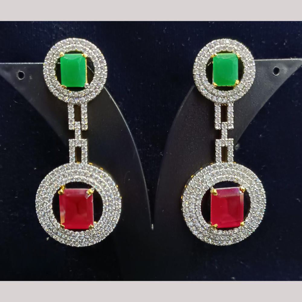 Jain Jewellers Gold Plated American Diamond Dangler Earrings
