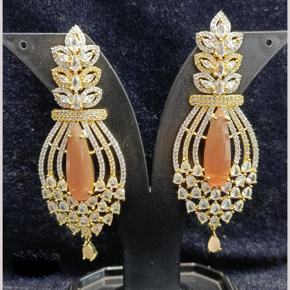 Jain Jewellers Gold Plated American Diamond Dangler Earrings
