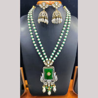 Jain Jewellers 2 Tone Plated Kundan Stone And Pearl Long Necklace Set
