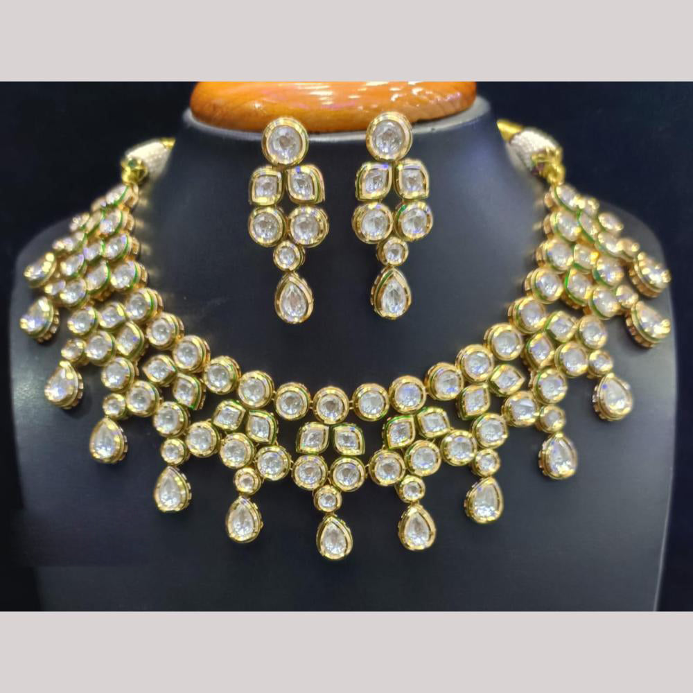 Jain Jewellers Gold Plated American Diamond Necklace Set