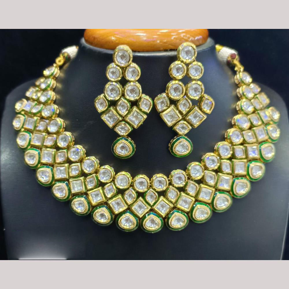 Jain Jewellers Gold Plated American Diamond Necklace Set