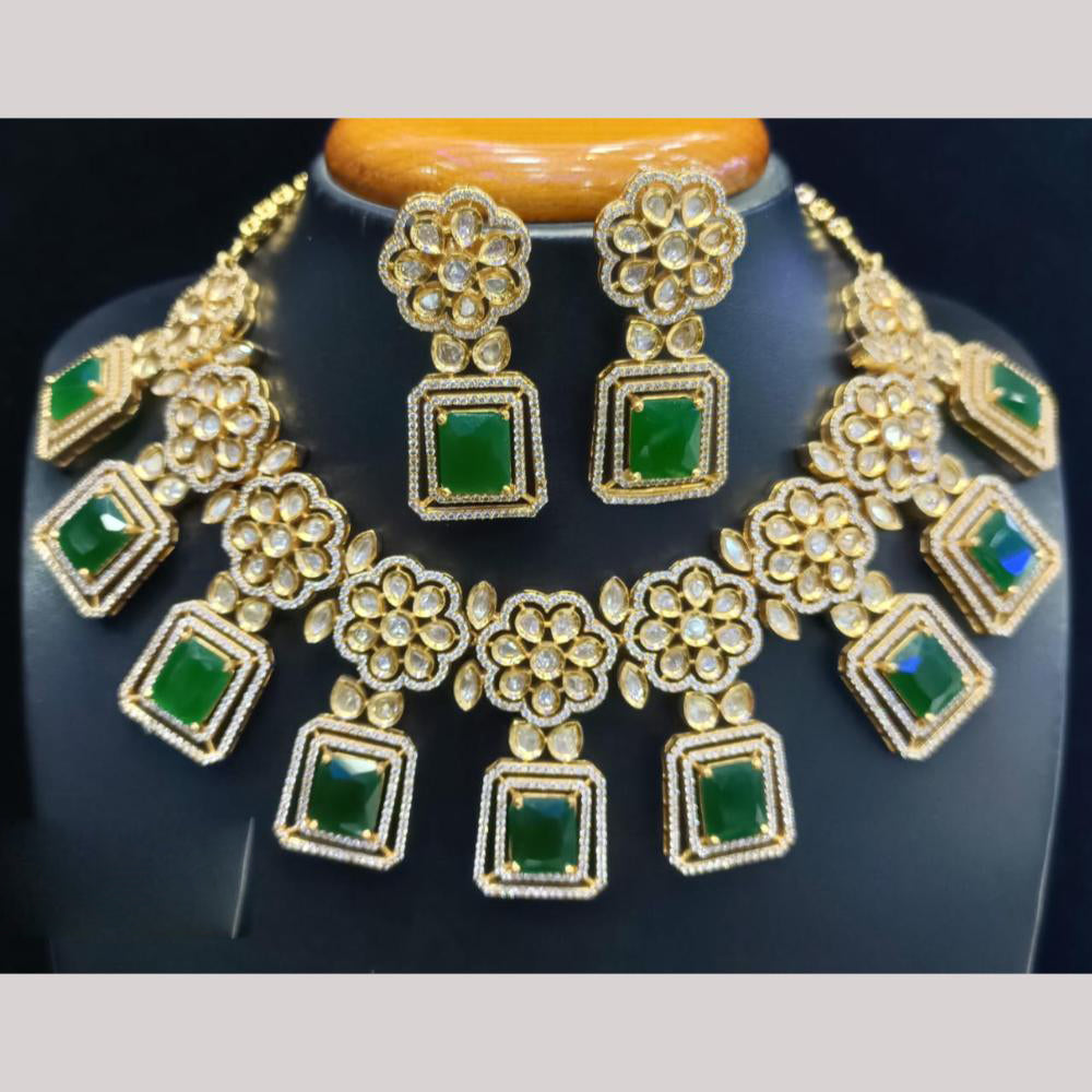 Jain Jewellers Gold Plated American Diamond Necklace Set
