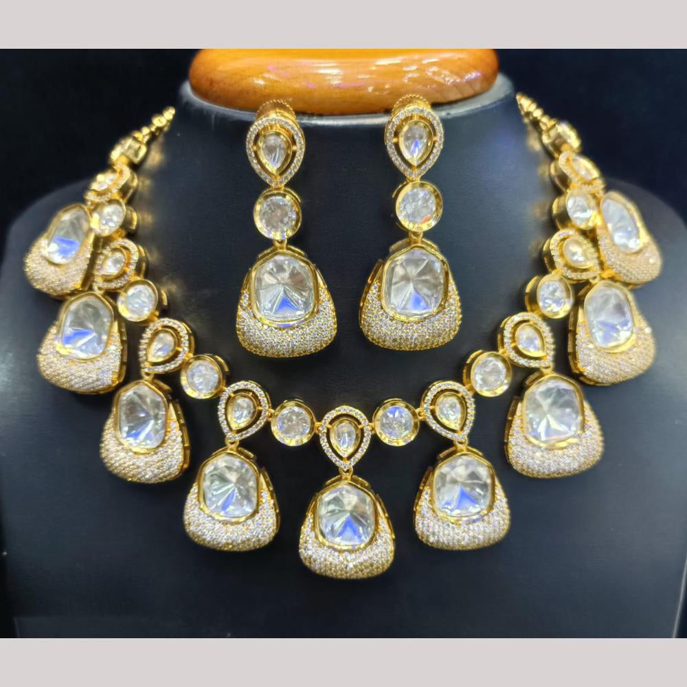 Jain Jewellers Gold Plated American Diamond Necklace Set