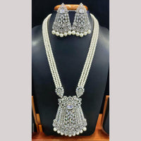 Jain Jewellers Silver Plated American Diamond Long Necklace Set