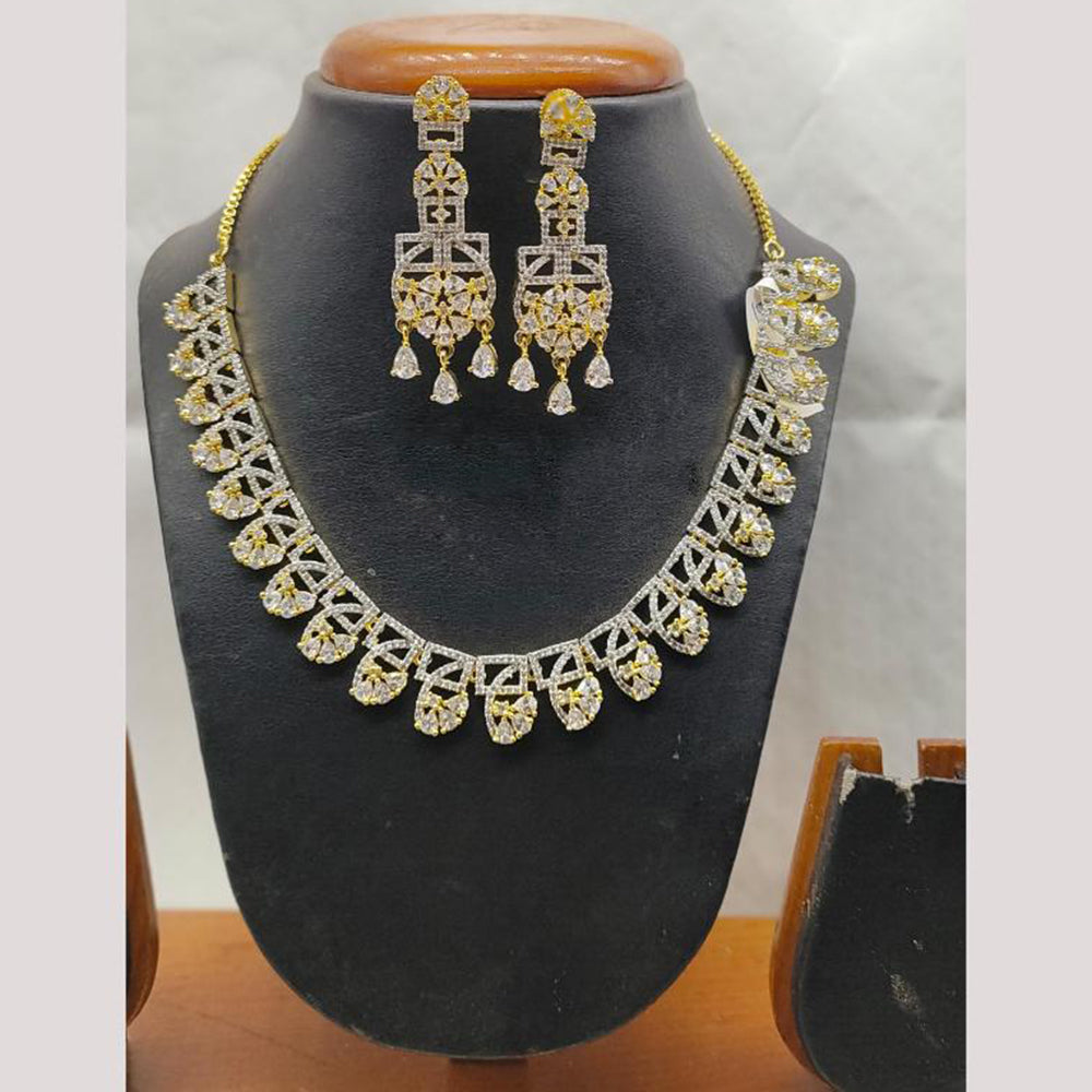 Jain Jewellers Gold Plated American Diamond Necklace Set