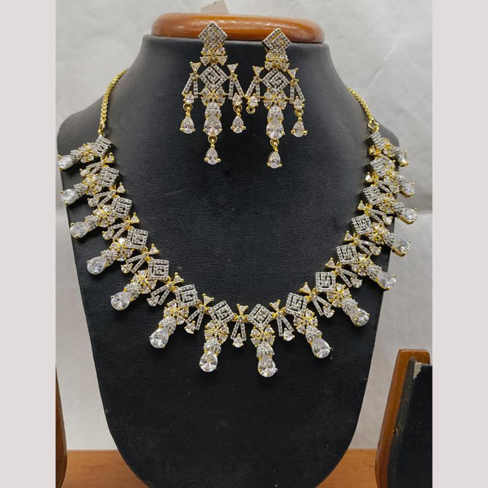 Jain Jewellers Gold Plated American Diamond Necklace Set