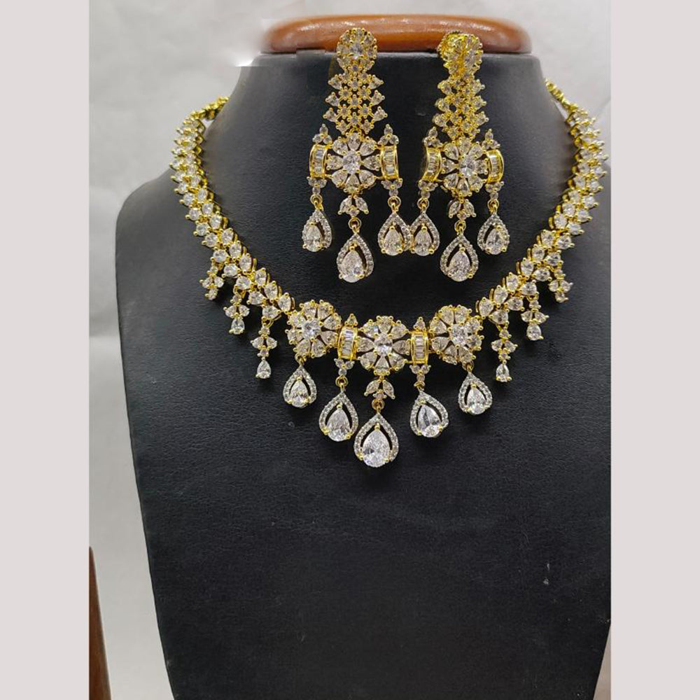 Jain Jewellers Gold Plated American Diamond Necklace Set