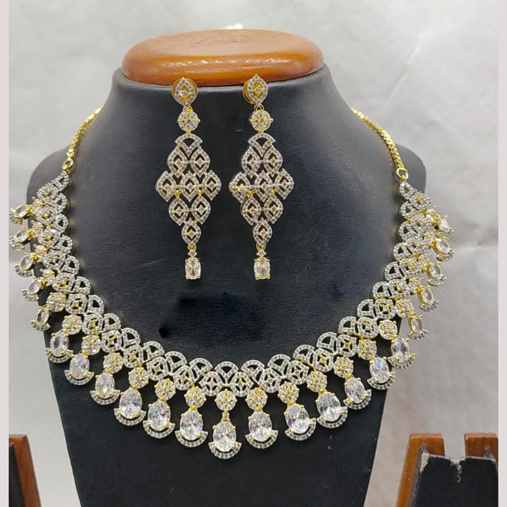 Jain Jewellers Gold Plated American Diamond Necklace Set