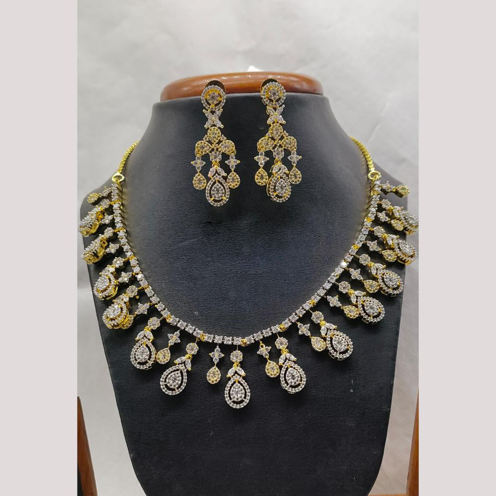 Jain Jewellers Gold Plated American Diamond Necklace Set