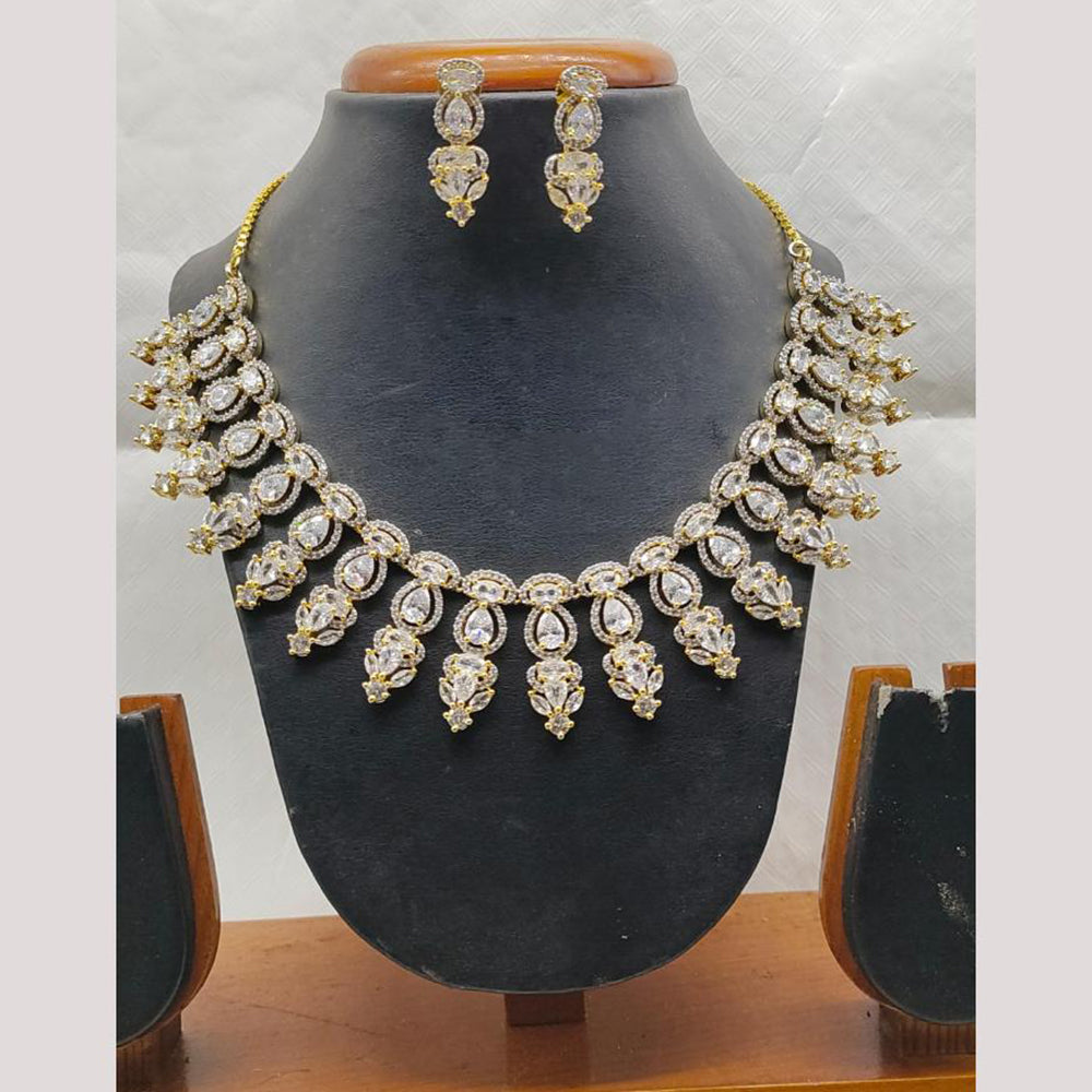 Jain Jewellers Gold Plated American Diamond Necklace Set