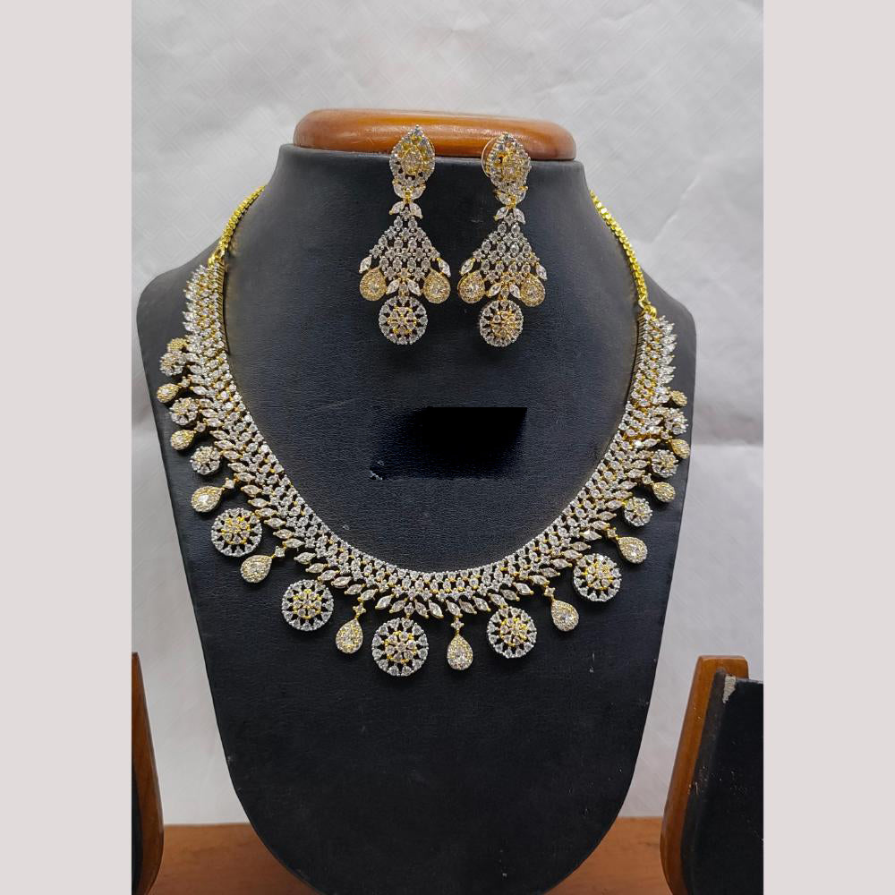 Jain Jewellers Gold Plated American Diamond Necklace Set