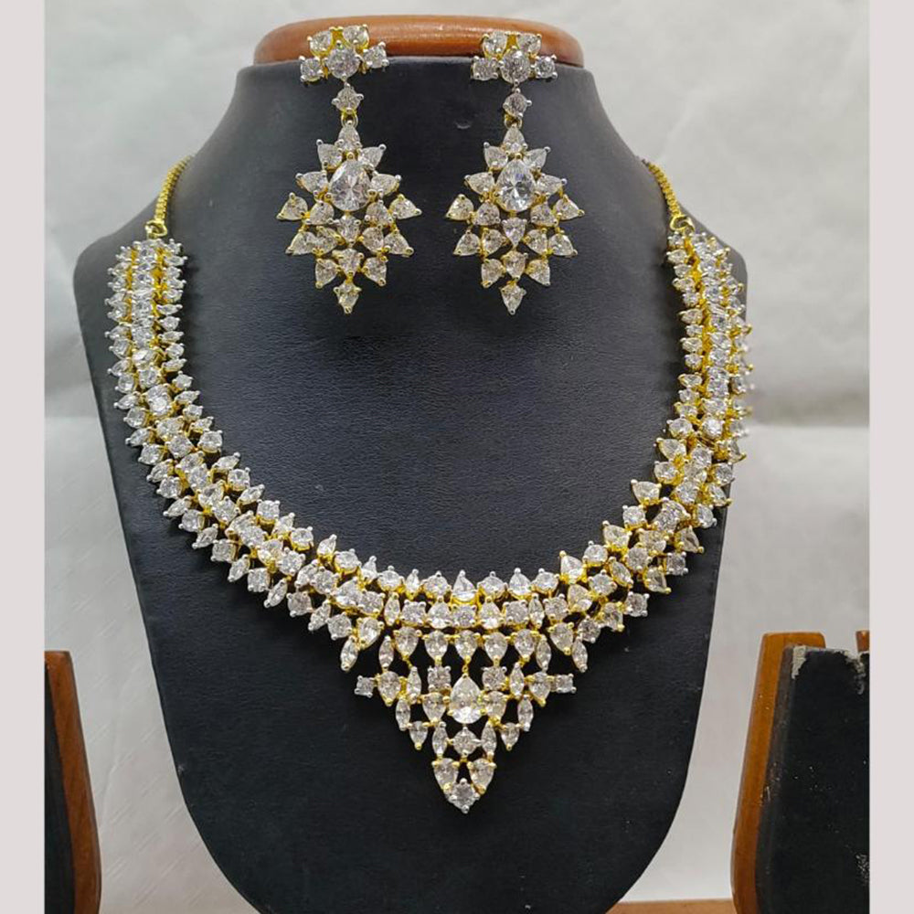 Jain Jewellers Gold Plated American Diamond Necklace Set