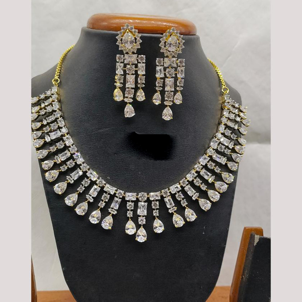 Jain Jewellers Gold Plated American Diamond Necklace Set