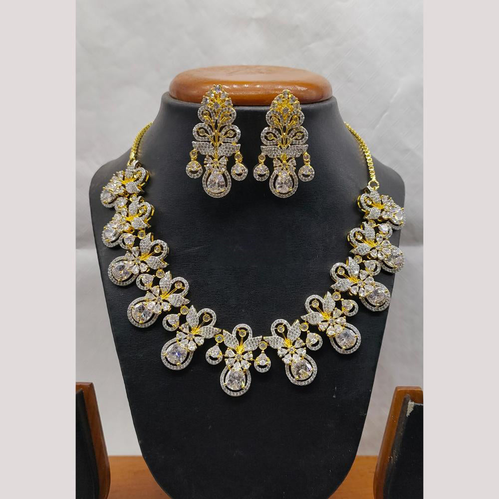 Jain Jewellers Gold Plated American Diamond Necklace Set