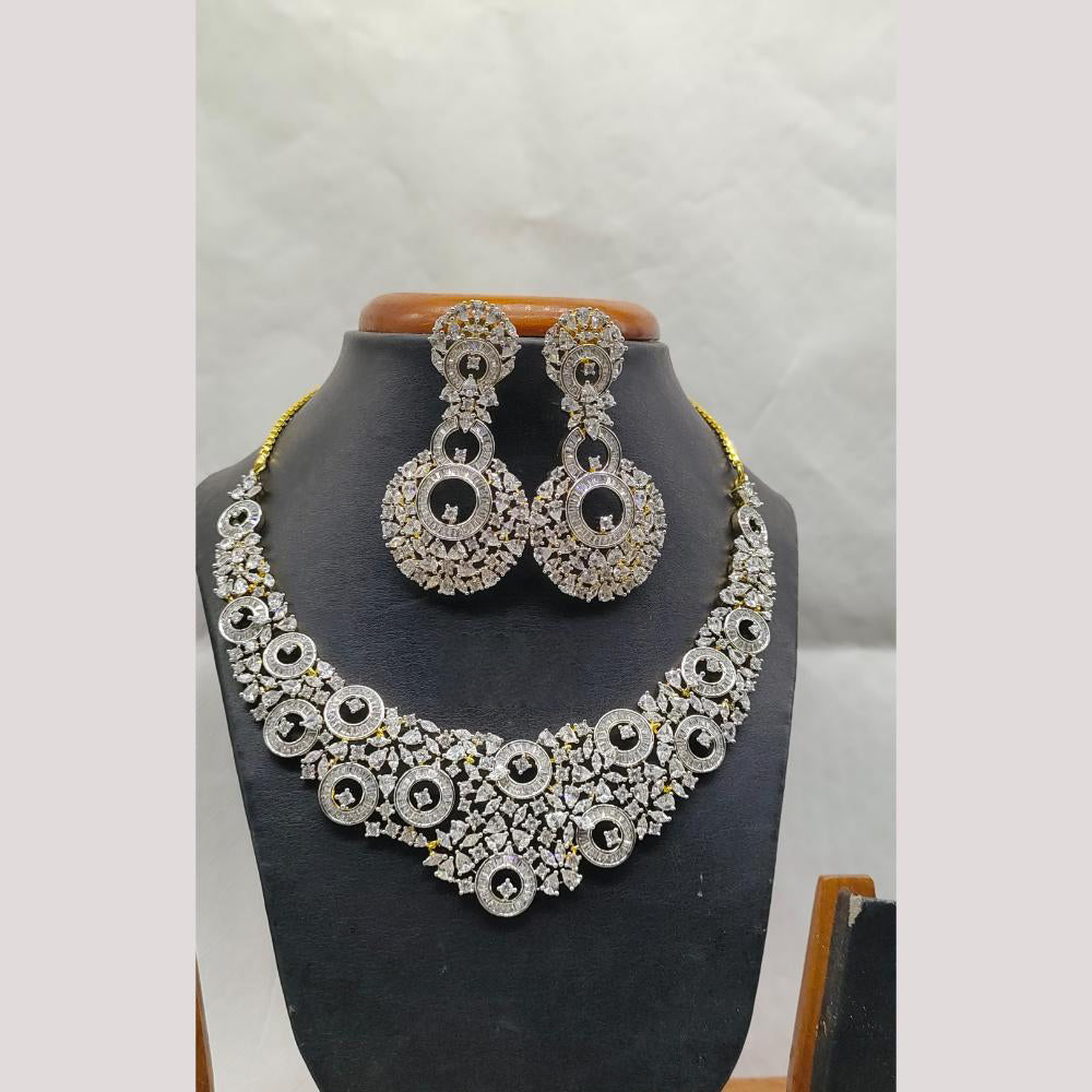 Jain Jewellers Gold Plated American Diamond Necklace Set