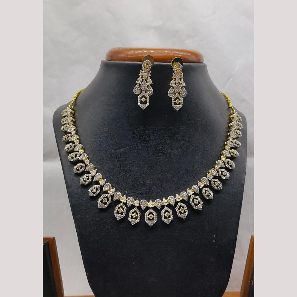 Jain Jewellers Gold Plated American Diamond Necklace Set