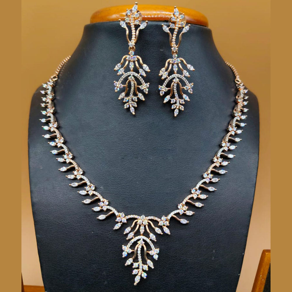 Jain Jewellers Gold Plated American Diamond Necklace Set