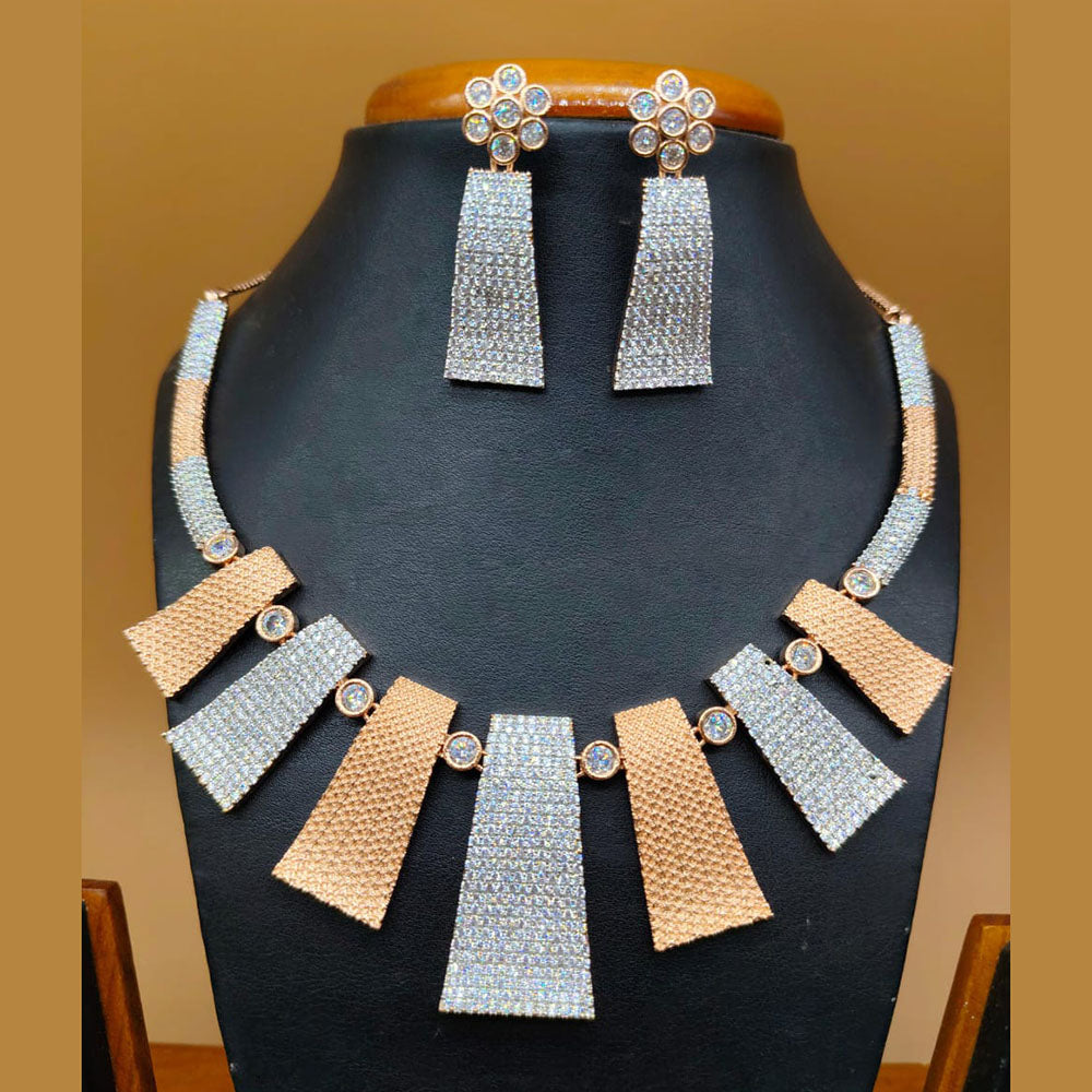 Jain Jewellers 2 Tone Plated American Diamond Necklace Set