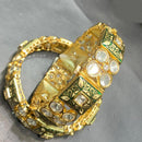 Jain Jewellers Gold Plated Polki Kundan Meenakari Openable Bangles Set