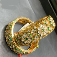 Jain Jewellers Gold Plated Kundan Stone Openable Bangles Set