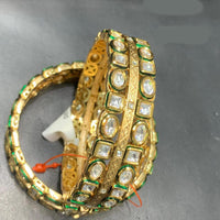 Jain Jewellers Gold Plated Kundan Stone Openable Bangles Set