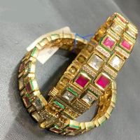 Jain Jewellers Gold Plated Kundan Stone Openable Bangles Set