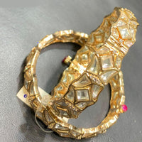 Jain Jewellers Gold Plated Kundan Stone Openable Bangles Set