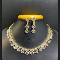 Jain Jewellers Gold Plated American Diamond Necklace Set