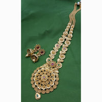 Jain Jewellers Pota Stone and Pearls Long Necklace Set with Matching Earrings  