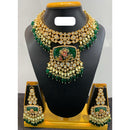 Jain Jewellers Kundan Stone and Pearls and Floral Design in Center with Matching Earring    