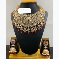Jain Jewellers Sparkling Kundan and Pearl Traditional Necklace Set with Jhumki Earrings      