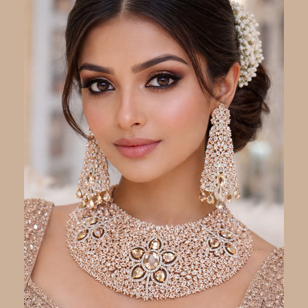 Jain Jewellers Stylish  American Diamond Designer Necklace Set